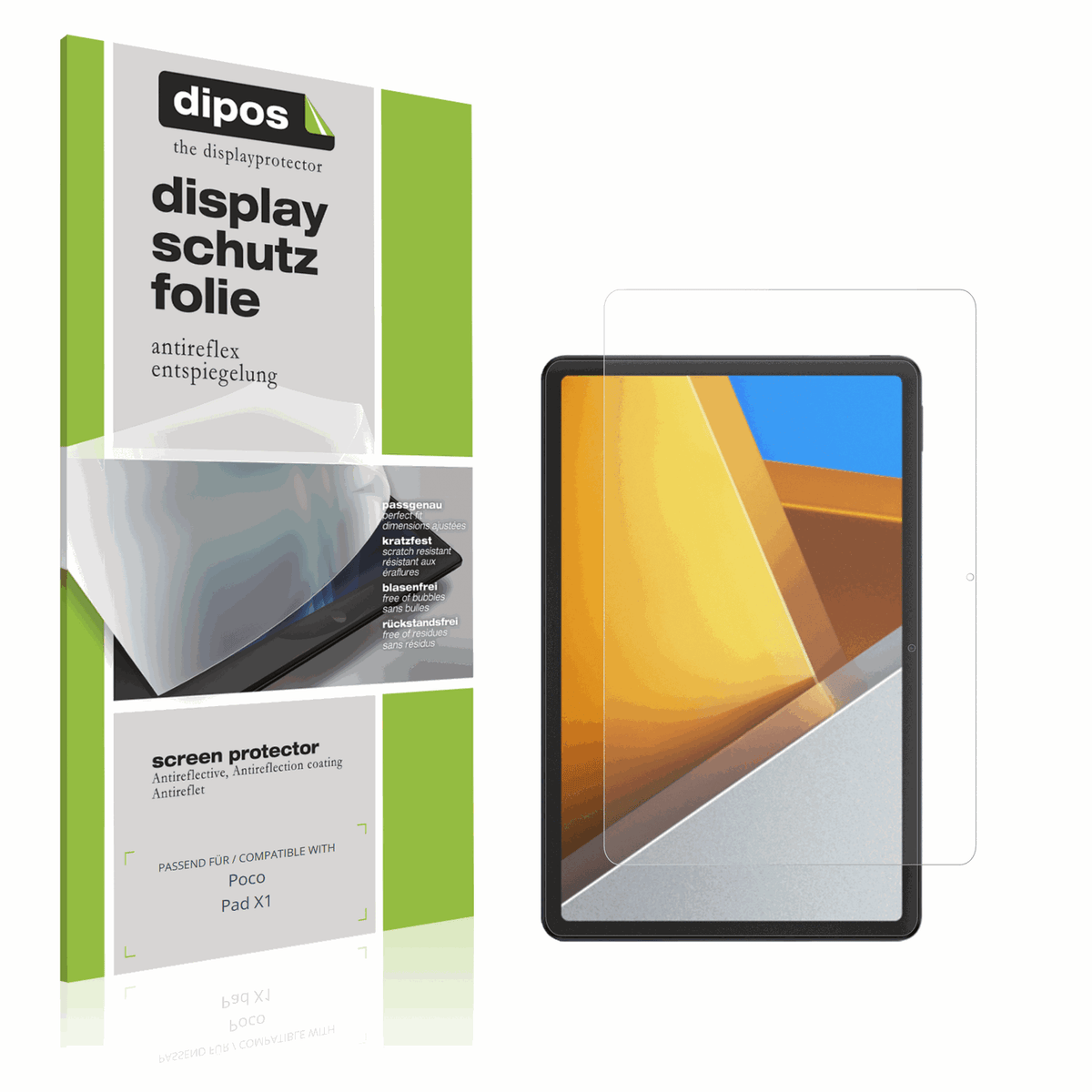Matte Displayschutzfolie von dipos passend für Poco Pad X1, präziser Zuschnitt und blasenfrei montiert