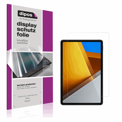 Klare Displayschutzfolie von dipos passend für Poco Pad X1, präziser Zuschnitt und blasenfrei montiert