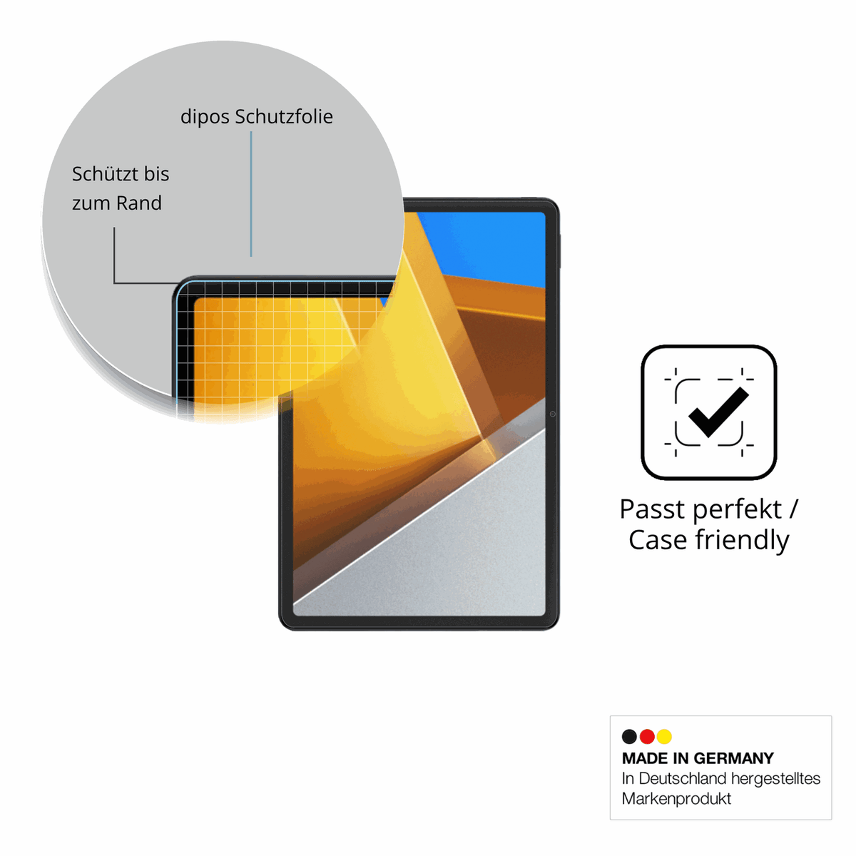 Schutzglasfolie mit optimaler Passform, zur Verwendung mit Hüllen geeignet