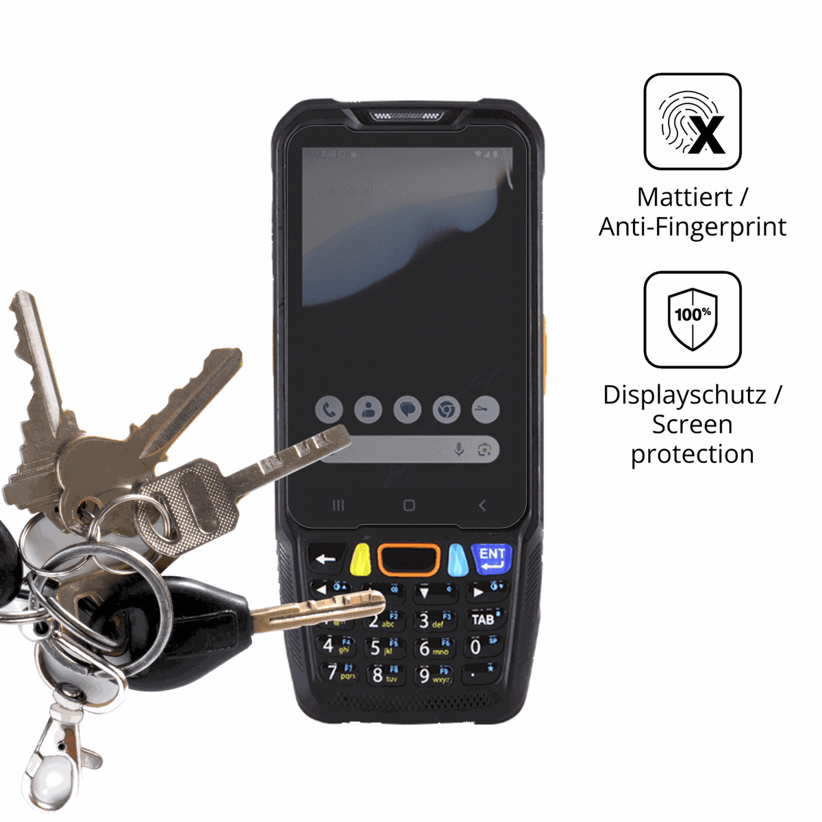 dipos Displayschutz für pointmobile pm68, mattierte Oberfläche, Blickschutzfilter und perfekter Passform