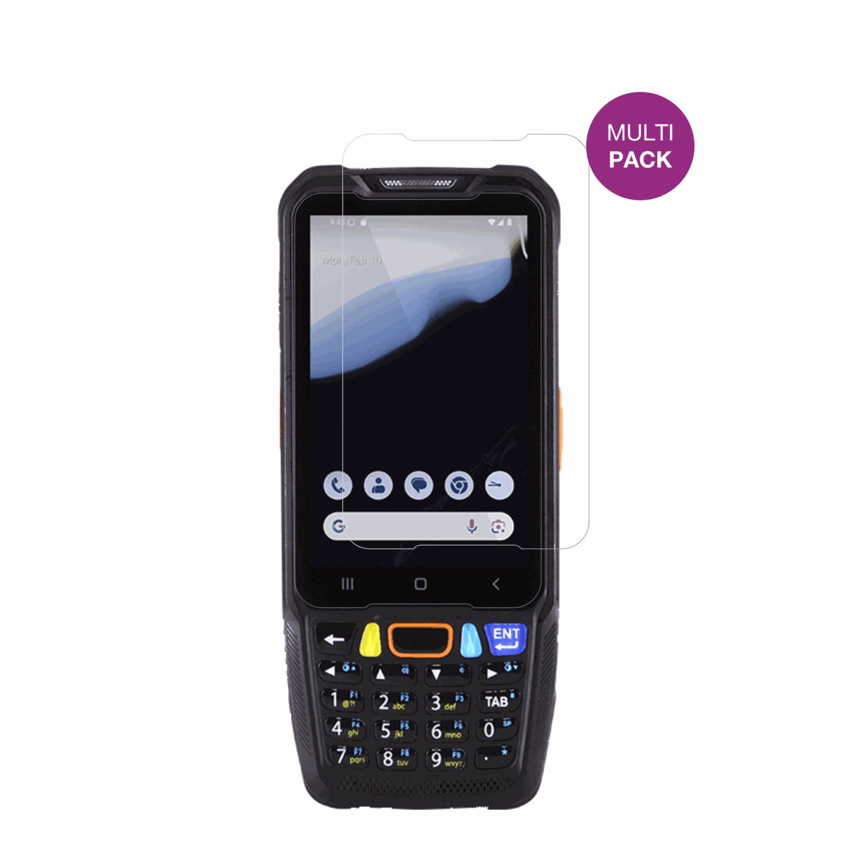 pointmobile pm68 mit aufgebrachter dipos Displayschutzfolie, glasklare Darstellung ohne Einschränkungen