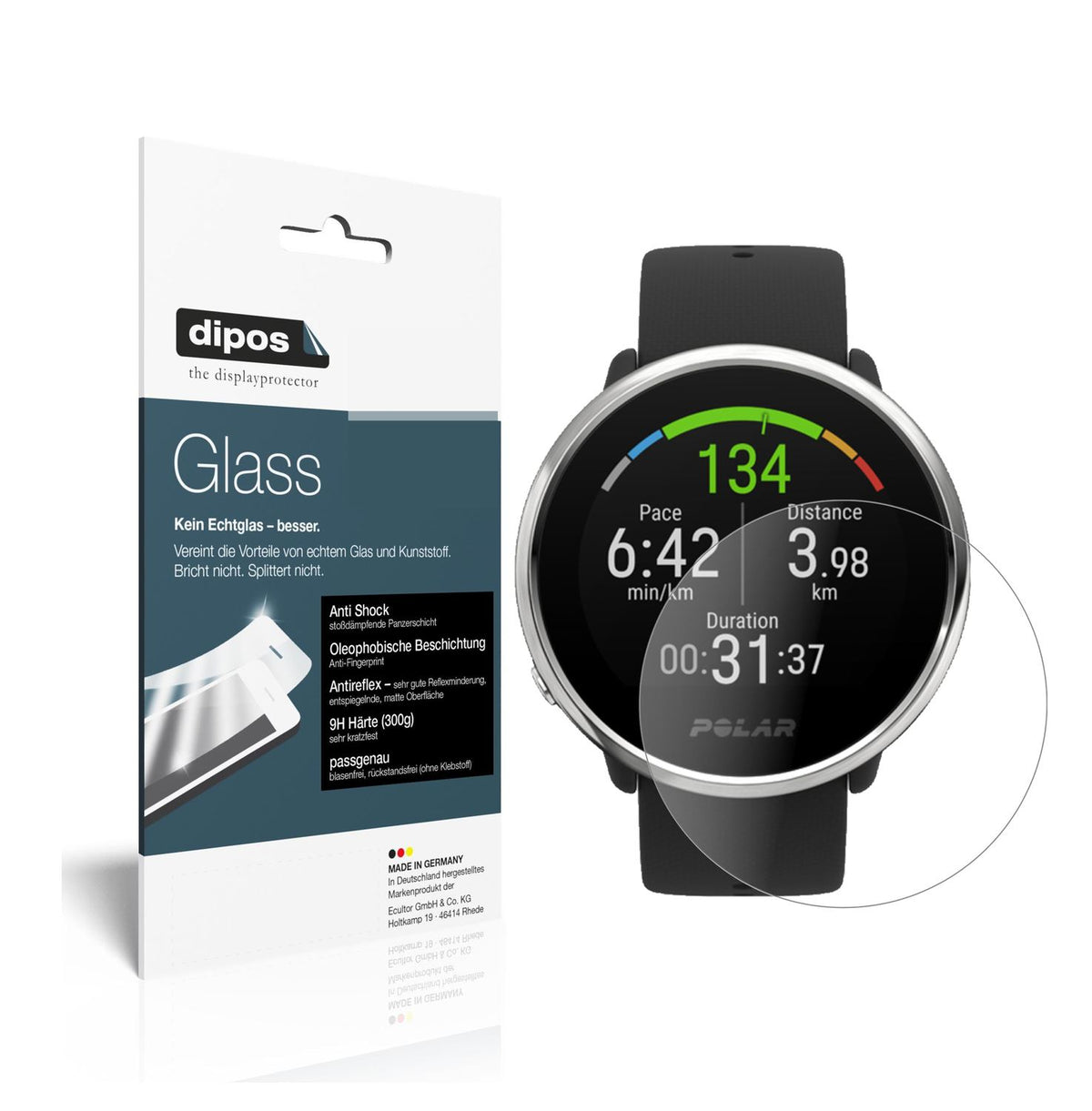 Matte Displayschutzfolie von dipos passend für Polar Ignite, 9H kratzfest und blasenfrei montiert