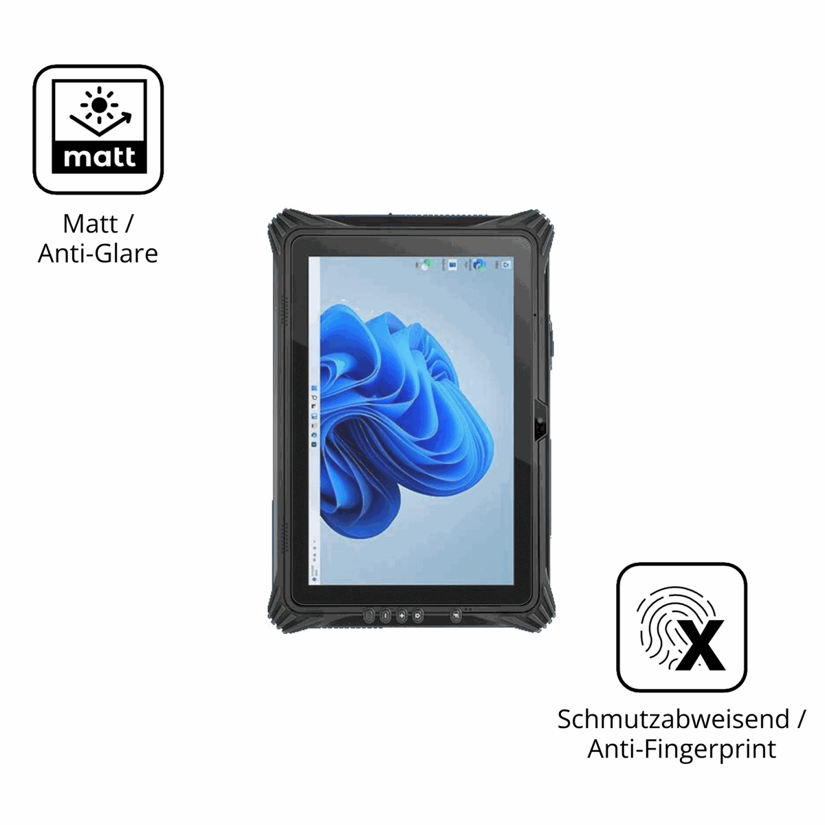 Dünne und entspiegelnde Folie passend zugeschnitten für pulijazrugged tablet