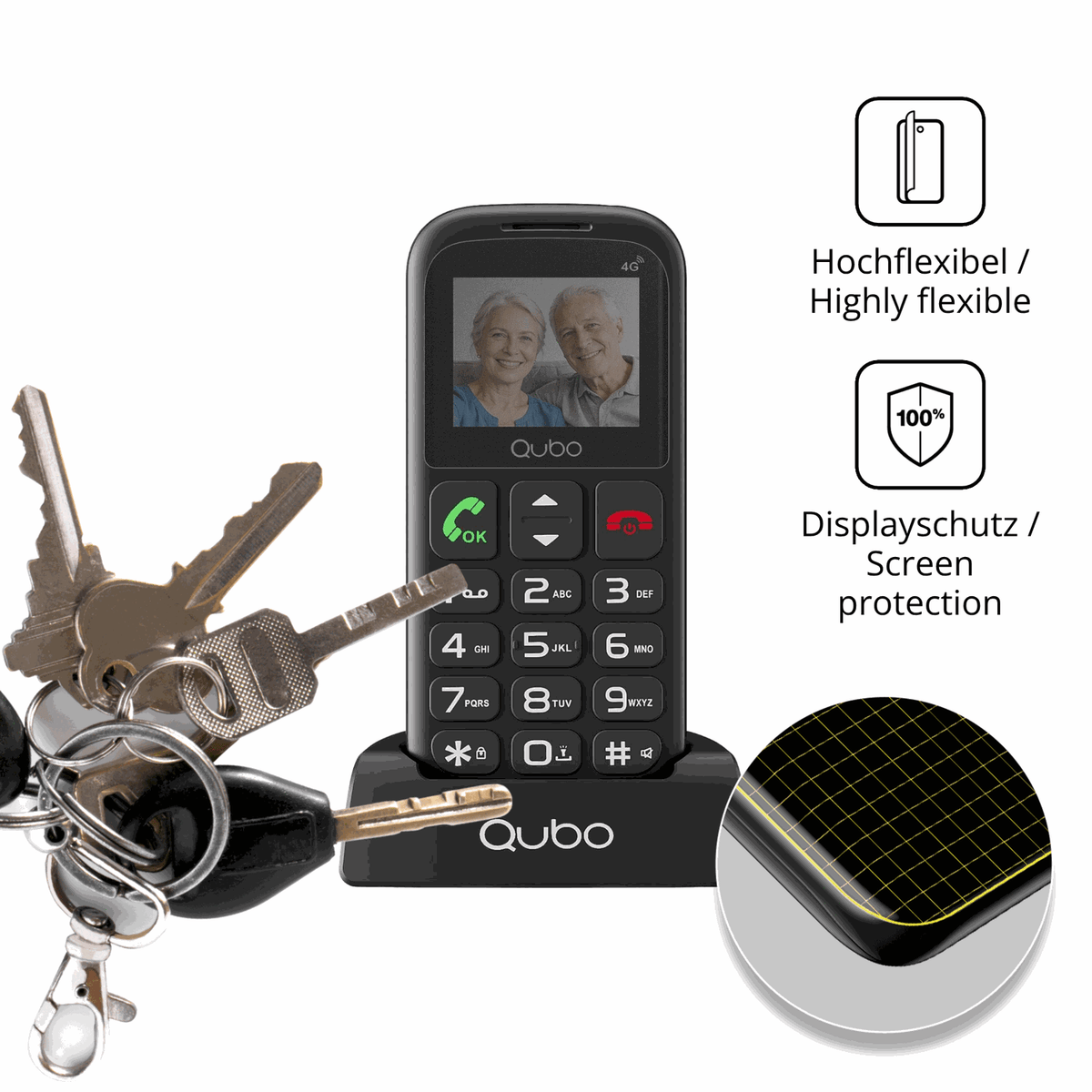 dipos Displayschutz für Qubo P186, mit Blickschutzfilter und perfekter Passform auch für die Rundungen