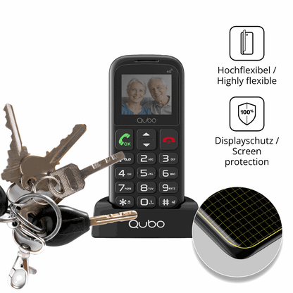 dipos Displayschutz für Qubo P186, mit Blickschutzfilter und perfekter Passform auch für die Rundungen