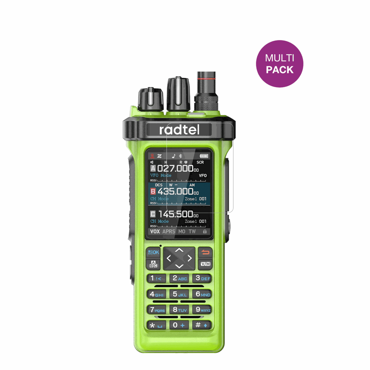 radtelrt-950 pro mit aufgebrachter dipos Displayschutzfolie, glasklare Darstellung ohne Einschränkungen