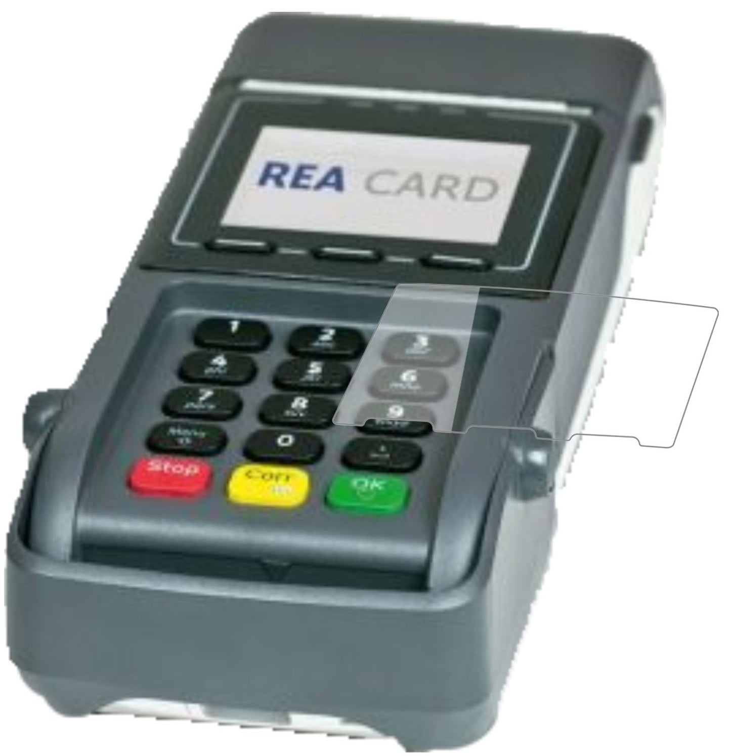 REA CARDT7 flex mit aufgebrachter dipos Flex Schutzfolie, glasklare Darstellung ohne Einschränkungen