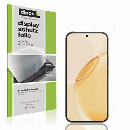 Matte Displayschutzfolie von dipos passend für Realme 16 Pro 5G, präziser Zuschnitt und blasenfrei montiert