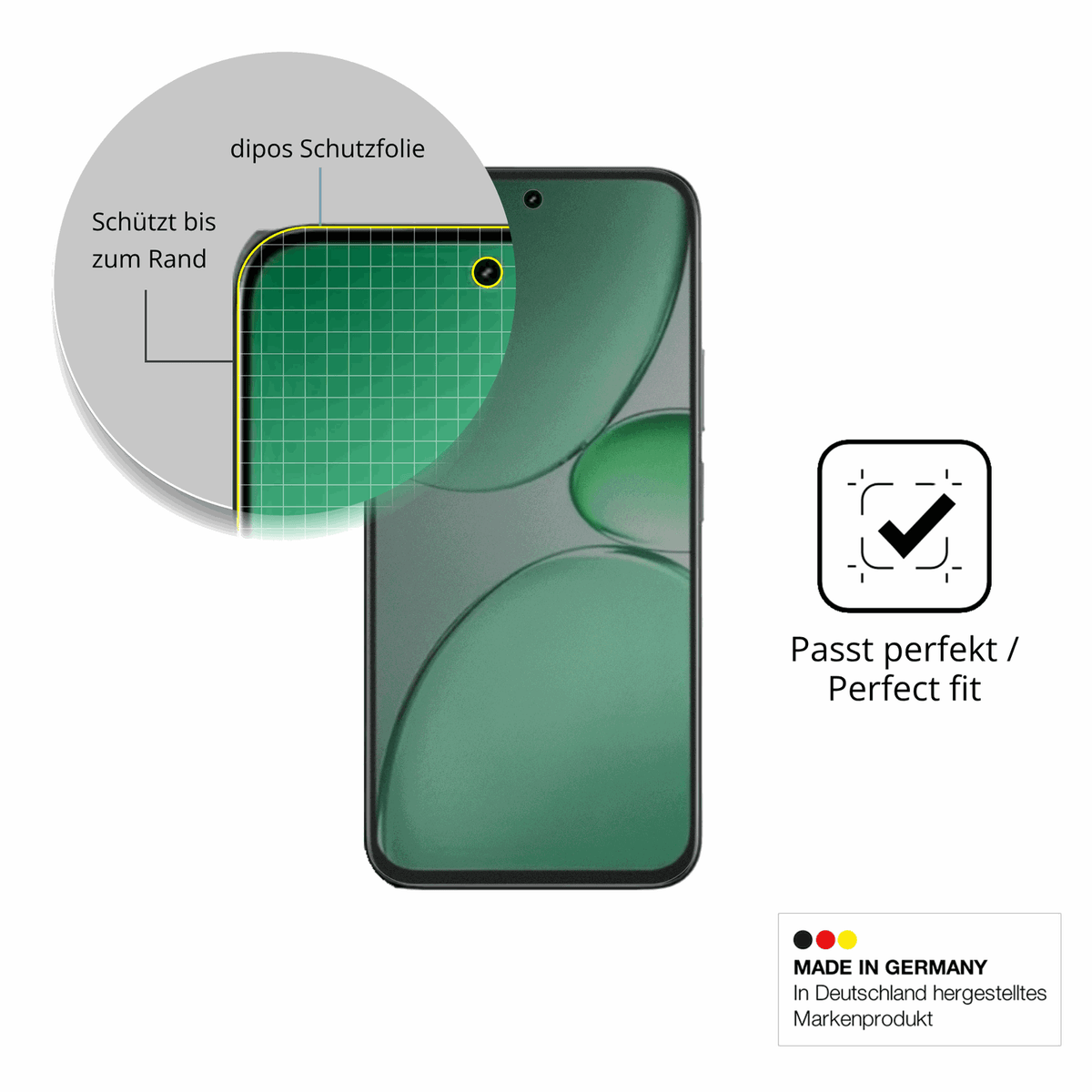 Schutz gegen Kratzer auf dem realmec85 pro Glas durch Schlüssel, Stöße gegen die Tischkante oder Stürze
