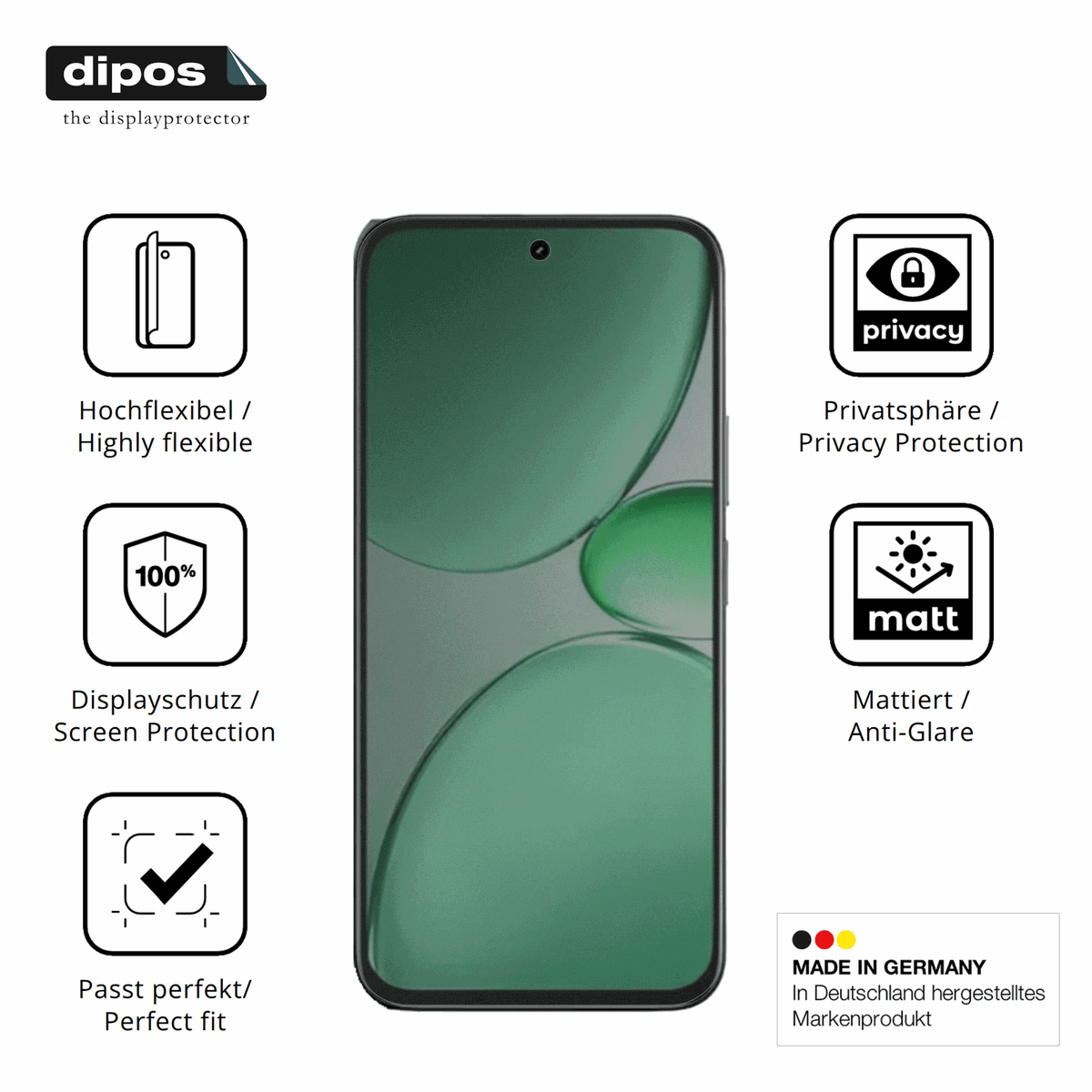 Flexible TPU-Folie passend zugeschnitten für realmec85 pro, mit Privatsphäre-Schutz durch Sichtschutz-Folie