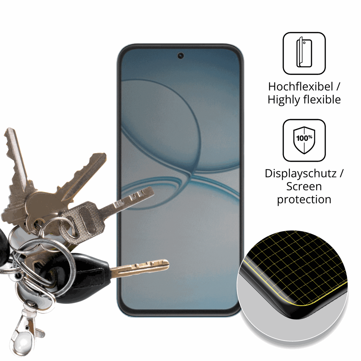 dipos Displayschutz für Realme Narzo 90X, mit Blickschutzfilter und perfekter Passform auch für die Rundungen