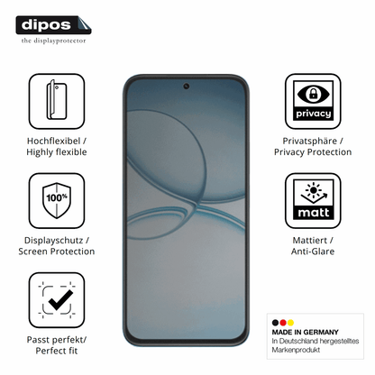 Flexible TPU-Folie passend zugeschnitten für Realme Narzo 90X, mit Privatsphäre-Schutz durch Sichtschutz-Folie