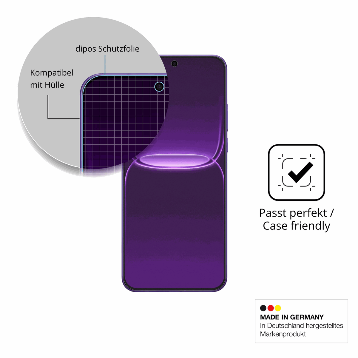 Schutzfolie mit optimaler Passform, zur Verwendung mit Hüllen geeignet