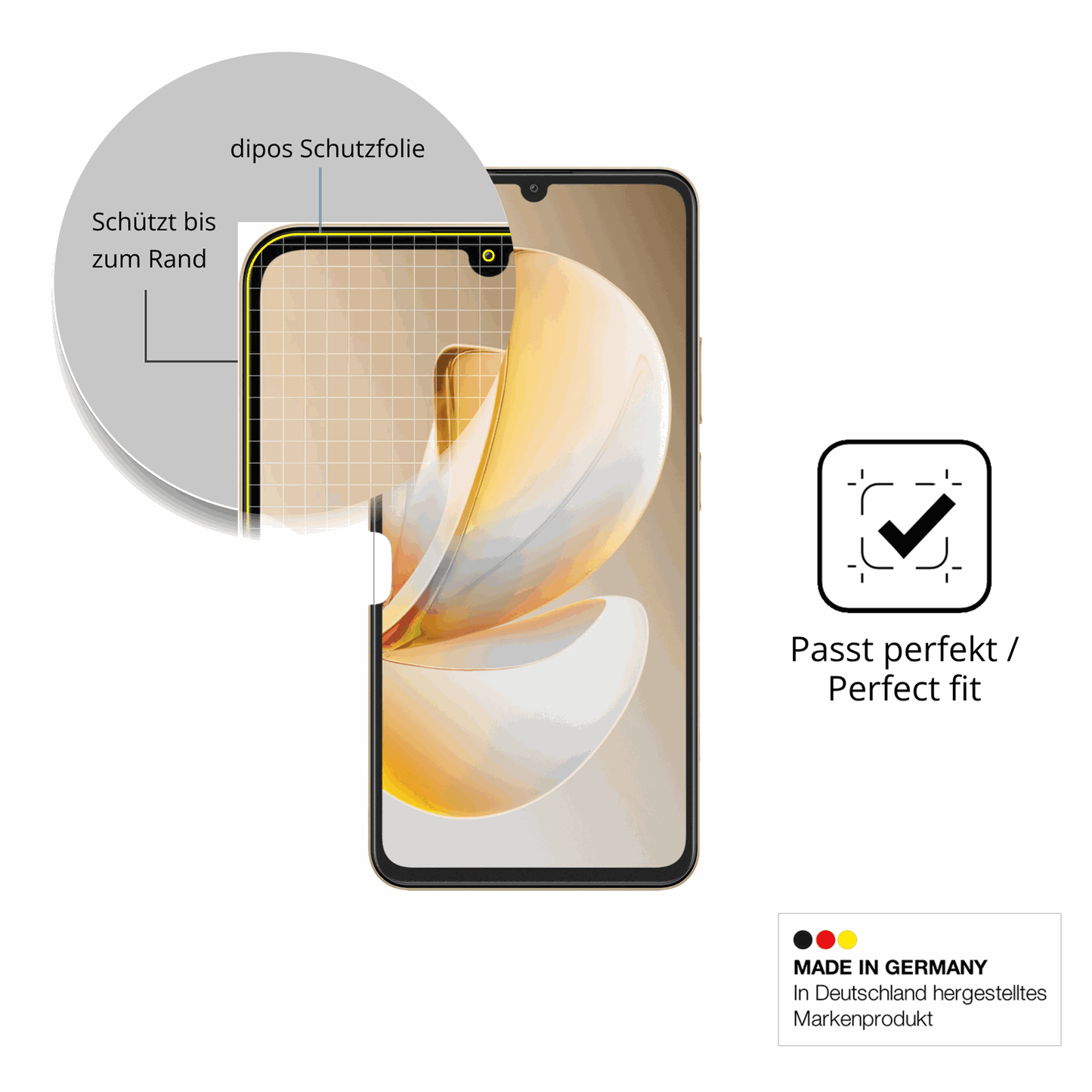 Besonders flexibler Displayschutz mit Anti-Shock-Schicht im Materialmix