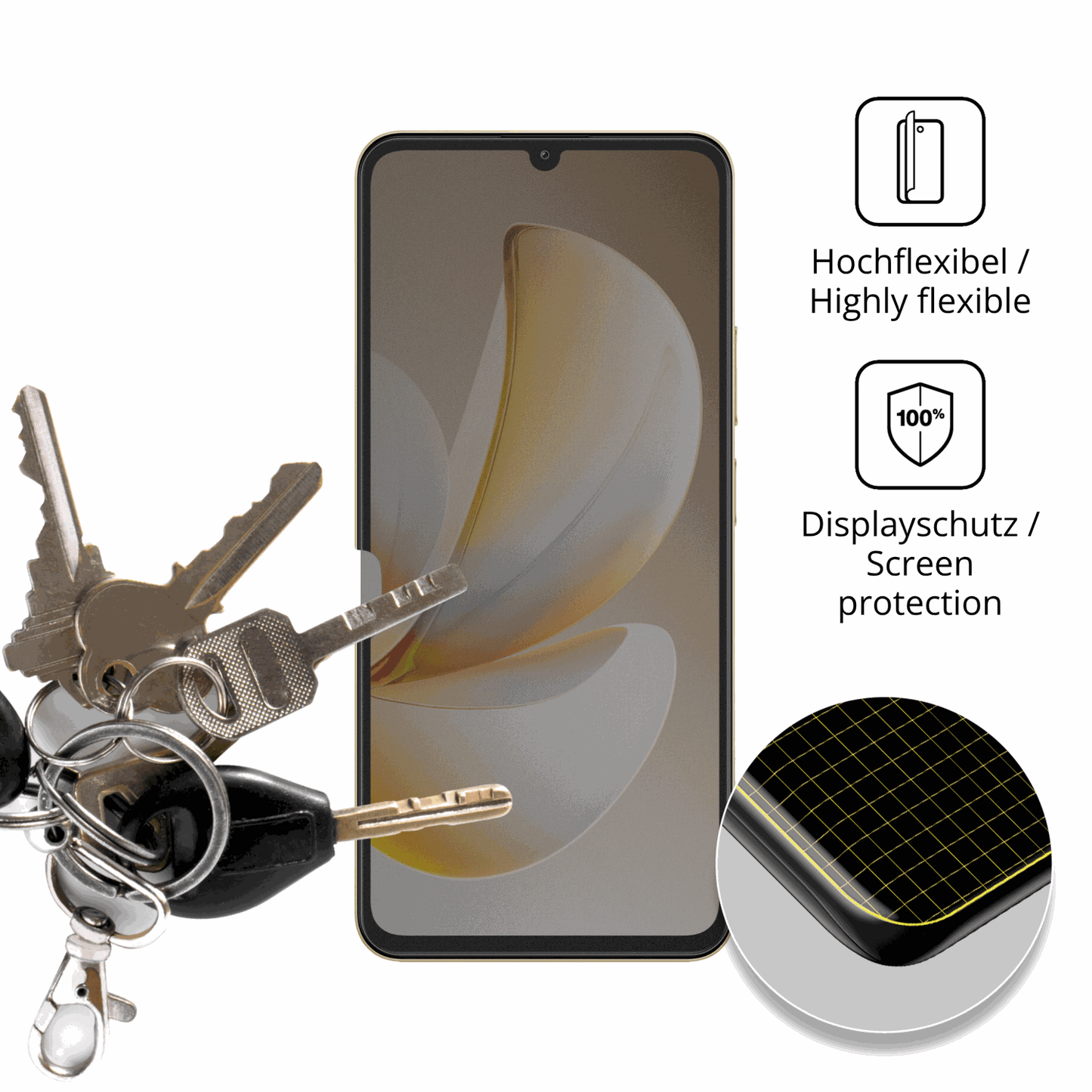 dipos Displayschutz für Realme Note 70, mit Blickschutzfilter und perfekter Passform auch für die Rundungen