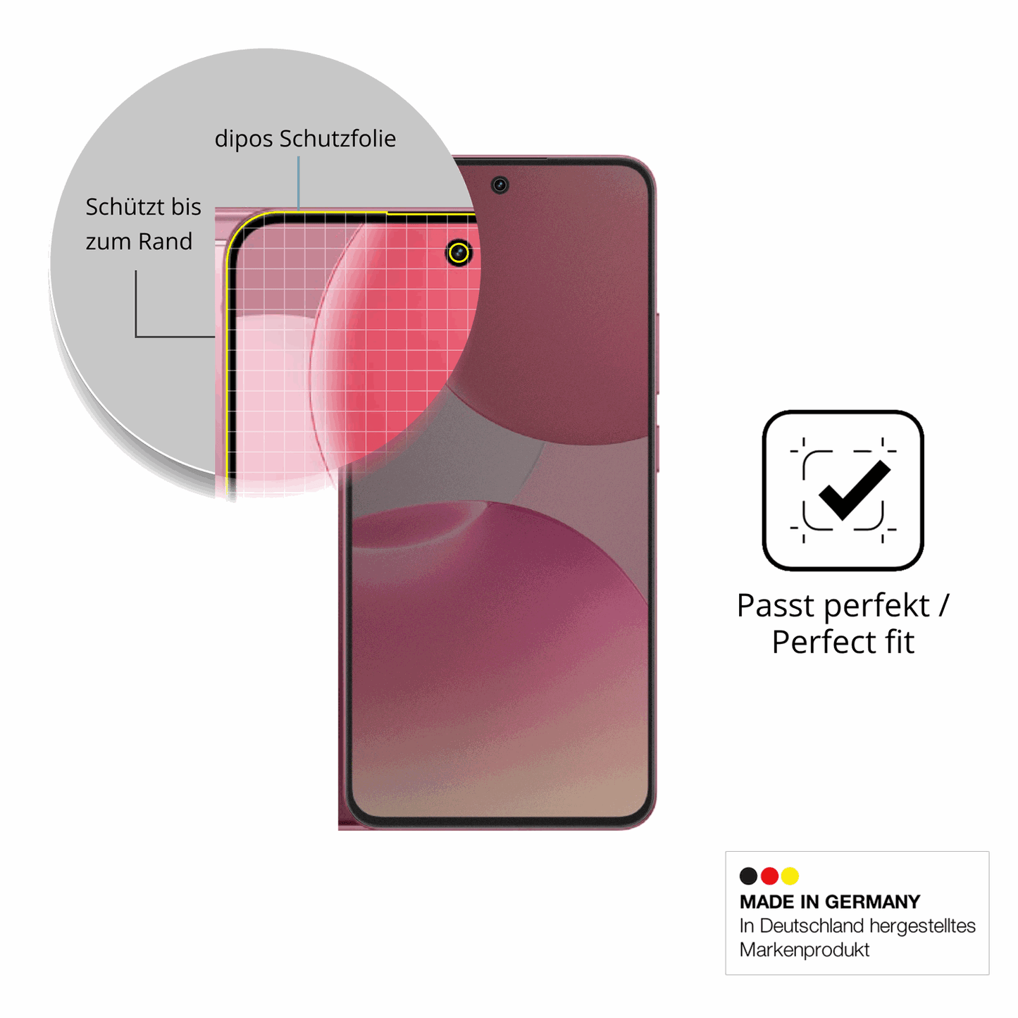Schutz gegen Kratzer auf dem realme P4 Glas durch Schlüssel, Stöße gegen die Tischkante oder Stürze