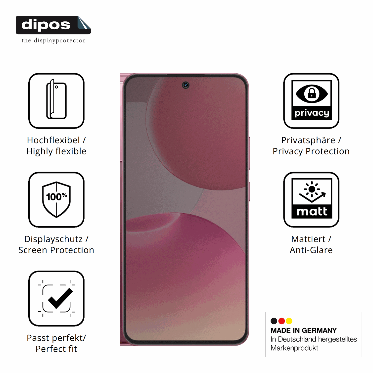Flexible TPU-Folie passend zugeschnitten für realme P4, mit Privatsphäre-Schutz durch Sichtschutz-Folie