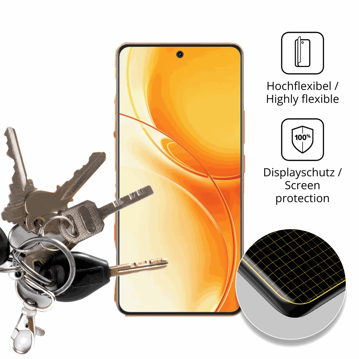 dipos Displayschutz für Realme P4 Power, transparente Oberfläche, perfekte Passform auch für die Rundungen