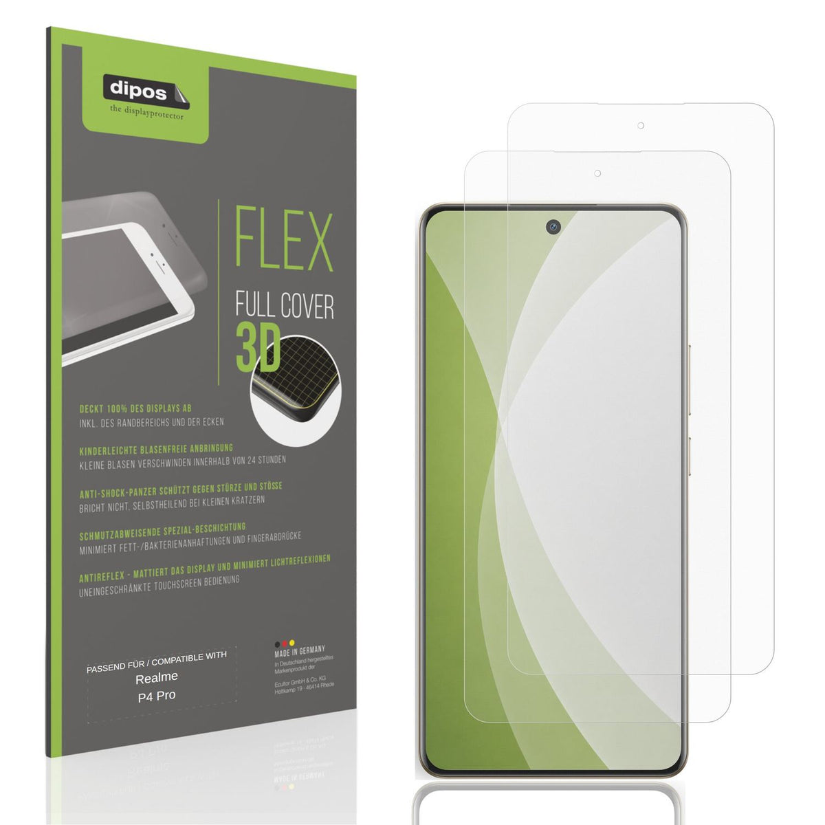 Matte Displayschutzfolie von dipos passend für Realme P4 Pro, 100% Displayabdeckung und blasenfreie Montage
