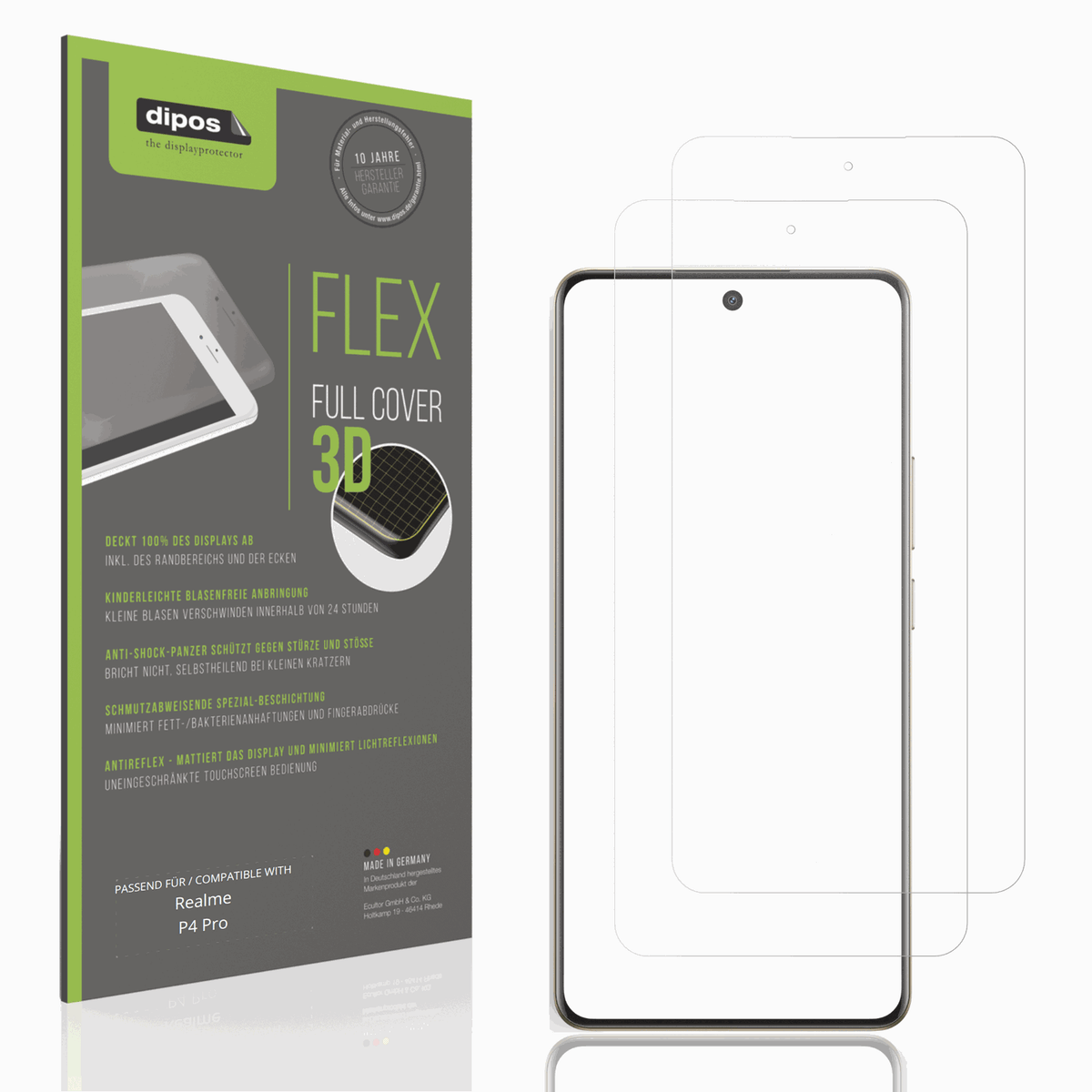Matte Displayschutzfolie von dipos passend für Realme P4 Pro, 100% Displayabdeckung und blasenfreie Montage