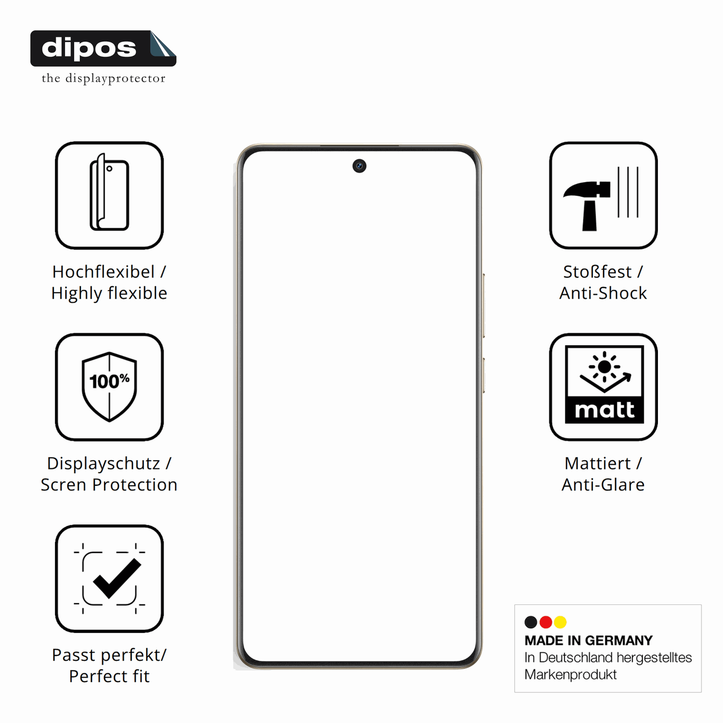 Displayschutz hergestellt in Deutschland, höchste Qualität made in Germany