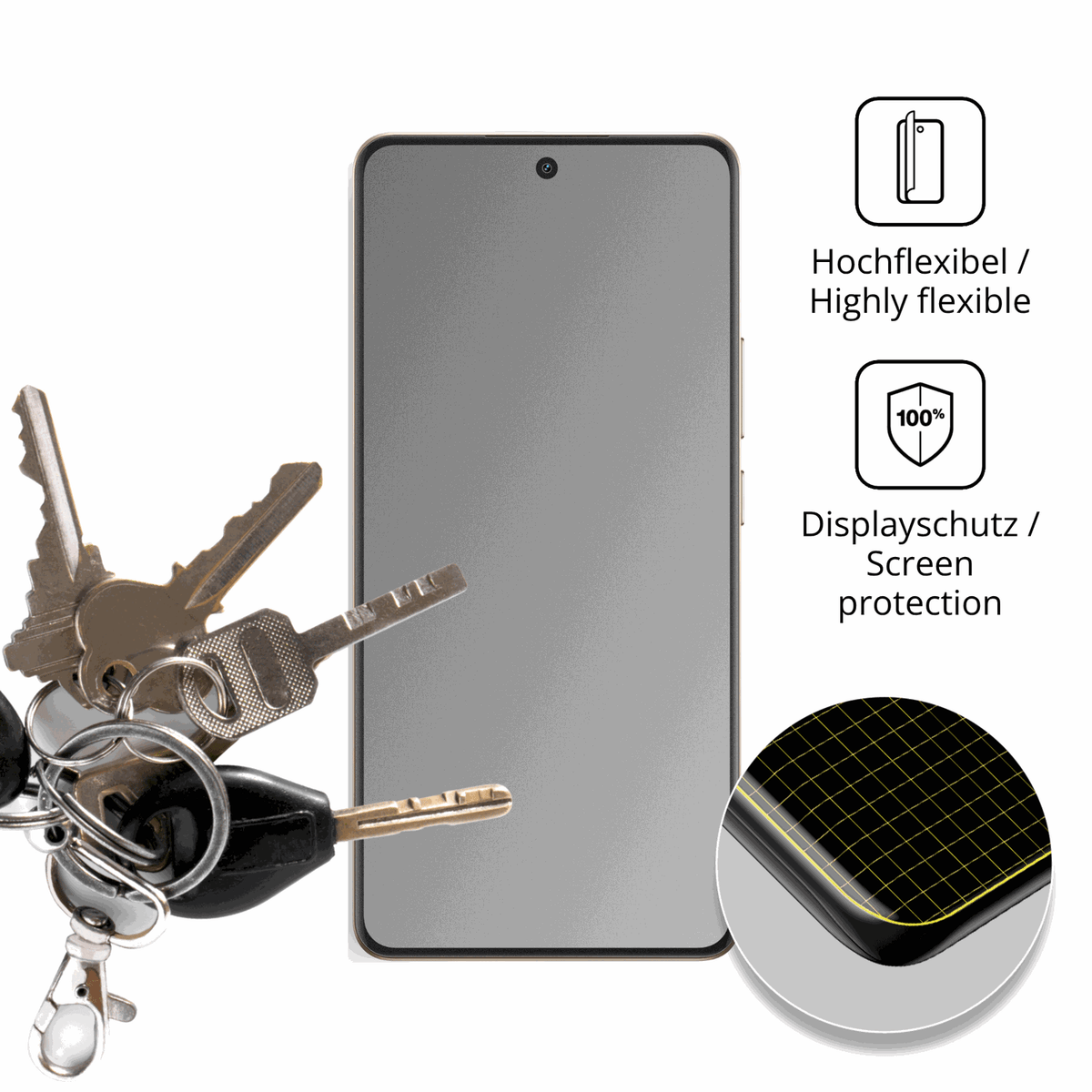 dipos Displayschutz für Realme P4 Pro, mit Blickschutzfilter und perfekter Passform auch für die Rundungen