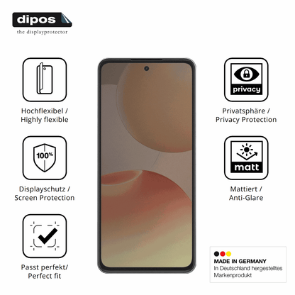 Flexible TPU-Folie passend zugeschnitten für Realme P4x 5G, mit Privatsphäre-Schutz durch Sichtschutz-Folie
