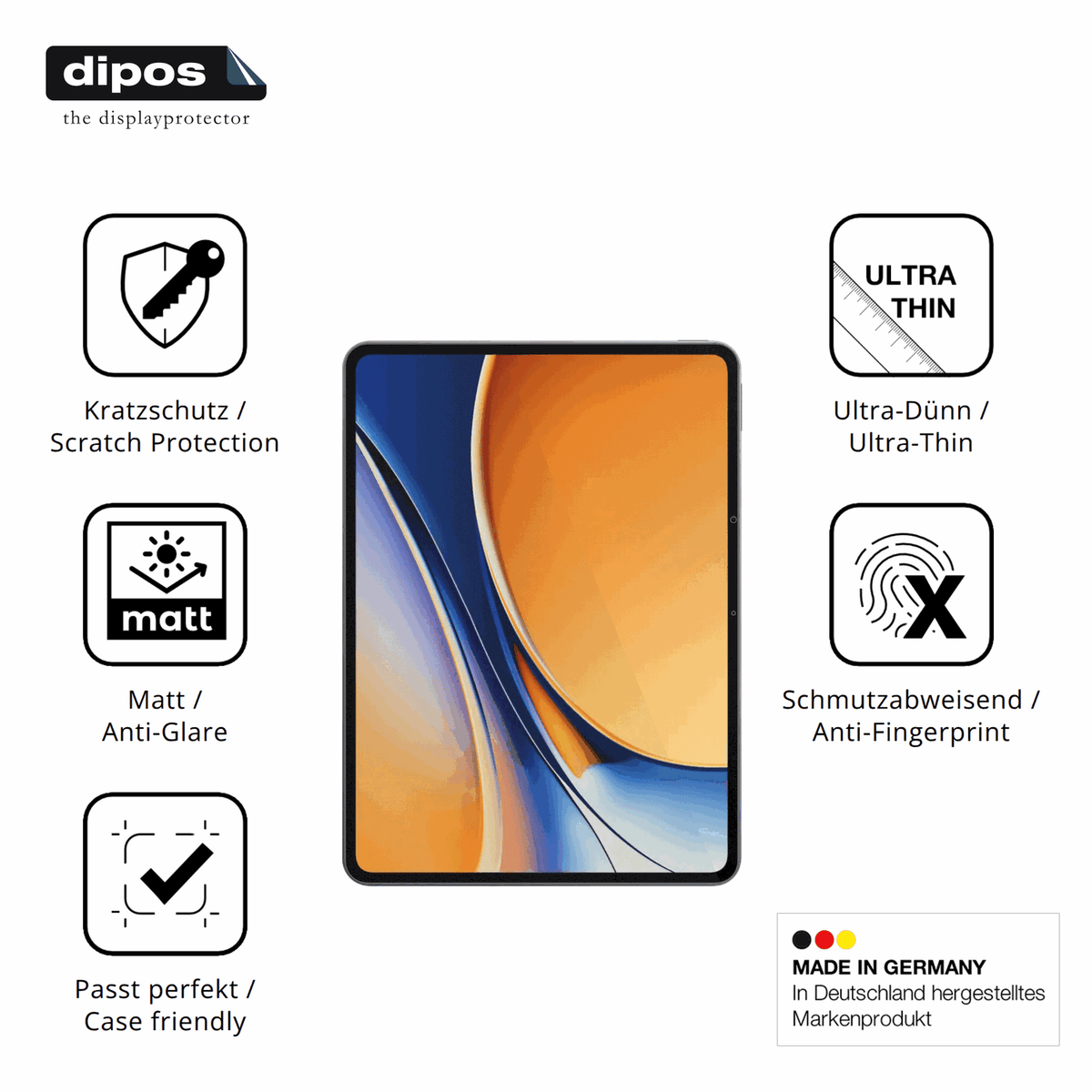 Displayschutz hergestellt in Deutschland, höchste Qualität made in Germany