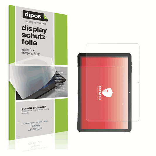 Matte Displayschutzfolie von dipos passend für Rebecco Z50 10.1 Zoll, präziser Zuschnitt und blasenfrei montiert