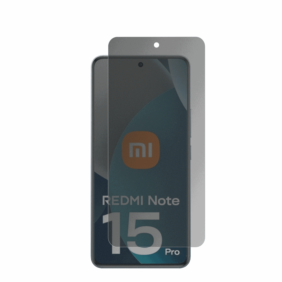RedmiNote 15 Pro 4G mit aufgebrachter dipos Flex Schutzfolie, die seitliche Einblicke blockiert