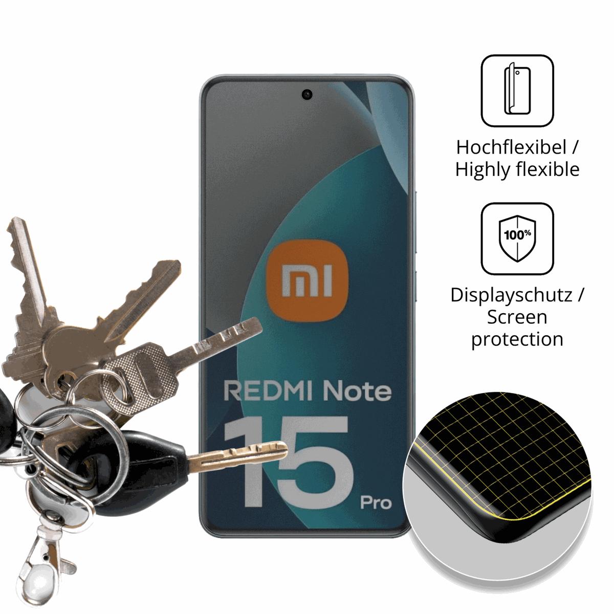 dipos Displayschutz für Redmi Note 15 Pro 4G, mit Blickschutzfilter und perfekter Passform auch für die Rundungen