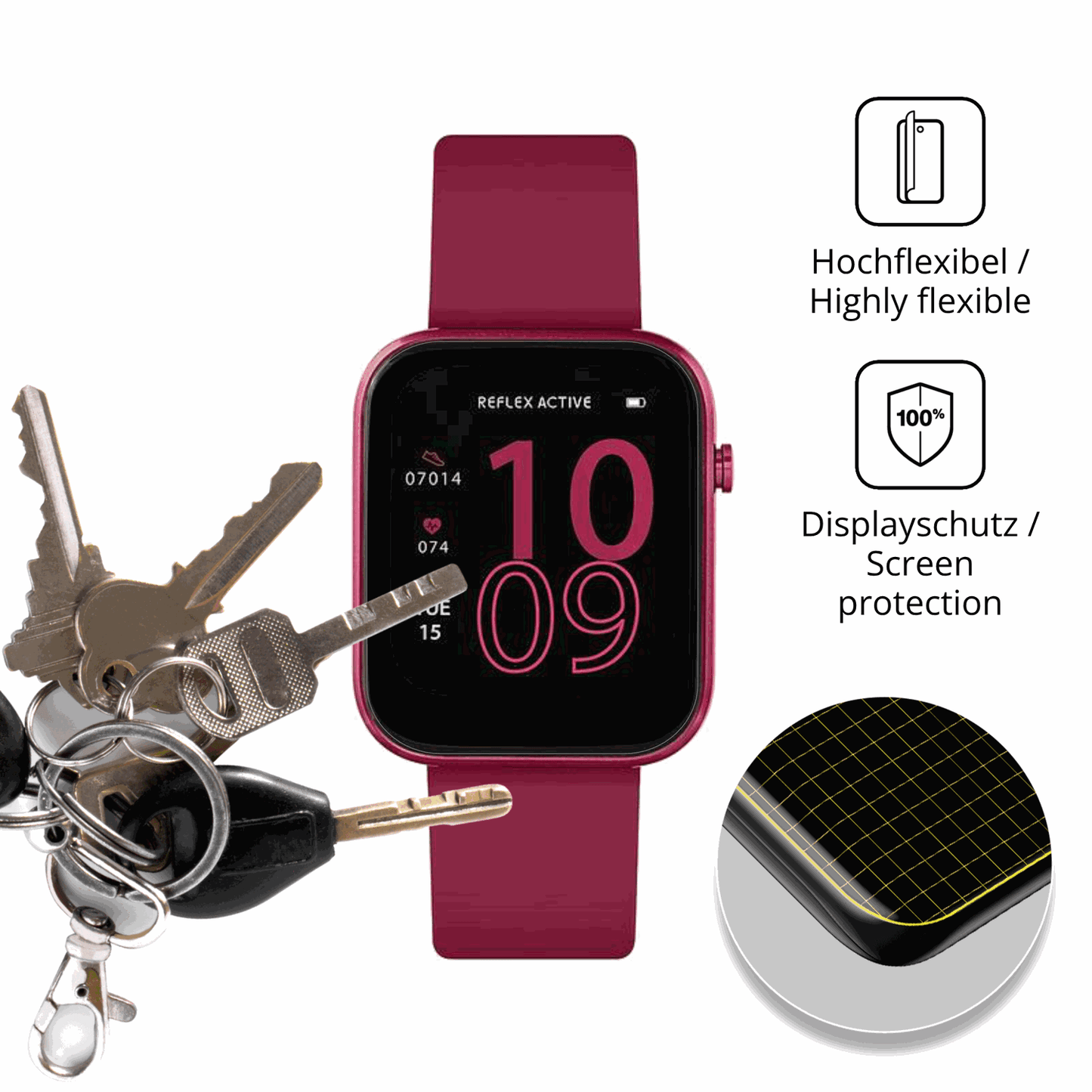 dipos Displayschutz für Reflex Active Berry Amoled 1.85 Zoll, transparente Oberfläche, geringe Dicke und perfekte Passform