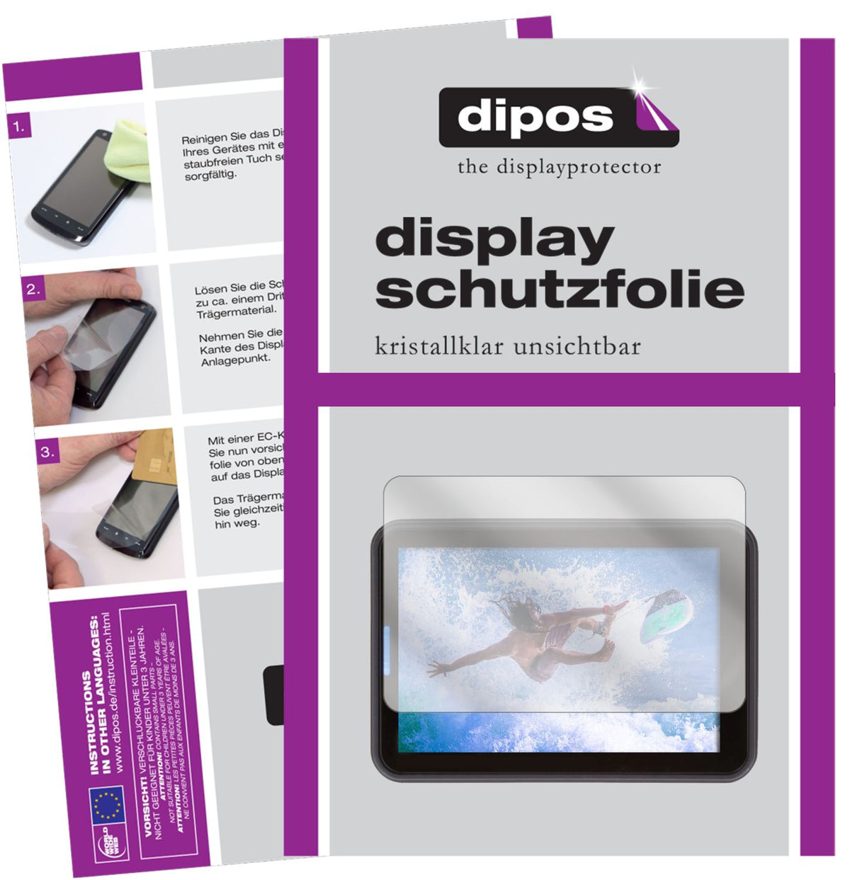 Klare Displayschutzfolie von dipos passend für Rollei 560 Touch, präziser Zuschnitt und blasenfrei montiert