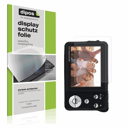 Matte Displayschutzfolie von dipos passend für Rollei Compactline 880, präziser Zuschnitt und blasenfrei montiert