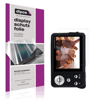 Klare Displayschutzfolie von dipos passend für Rollei Compactline 880, präziser Zuschnitt und blasenfrei montiert