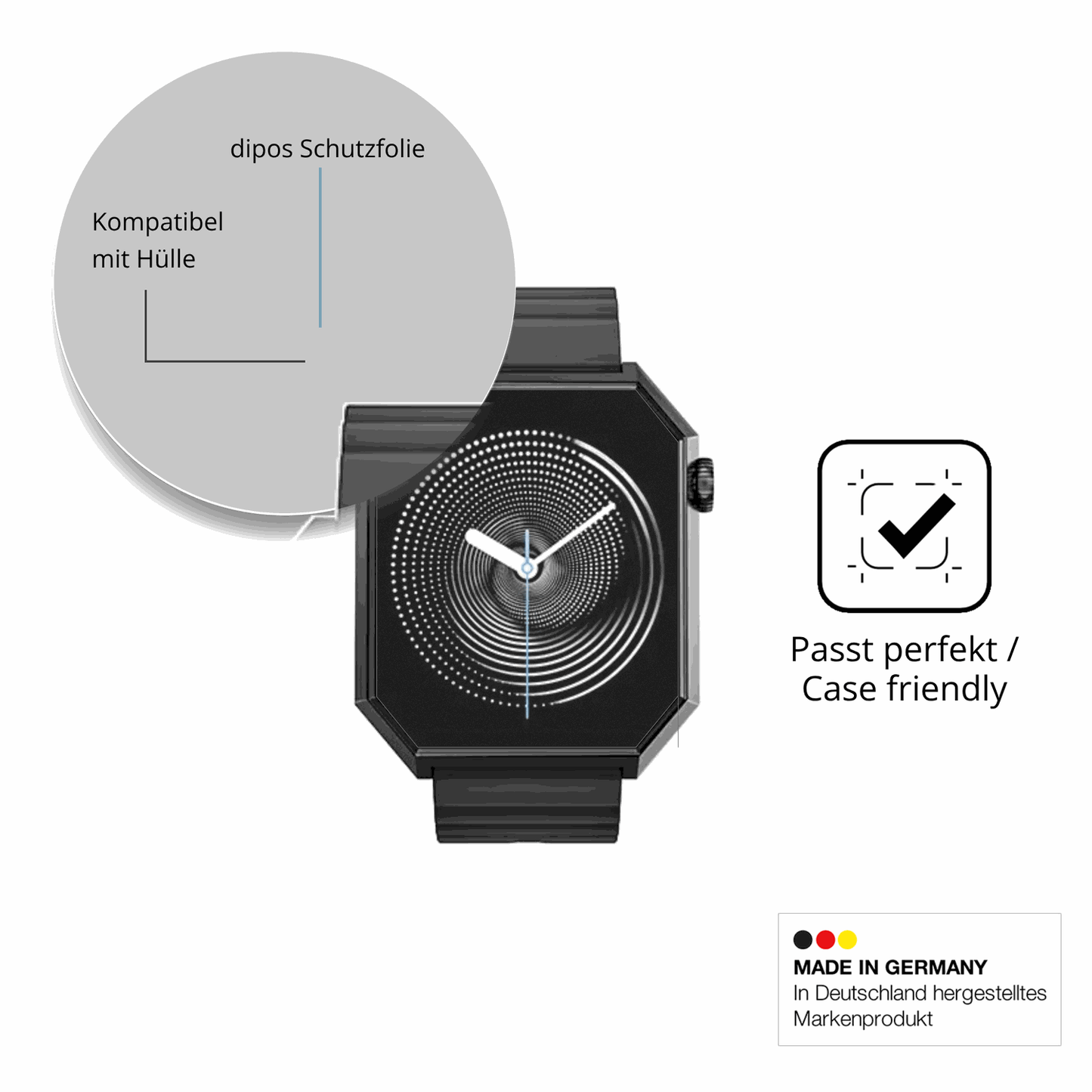 Schutzfolie mit optimaler Passform, zur Verwendung mit Hüllen geeignet