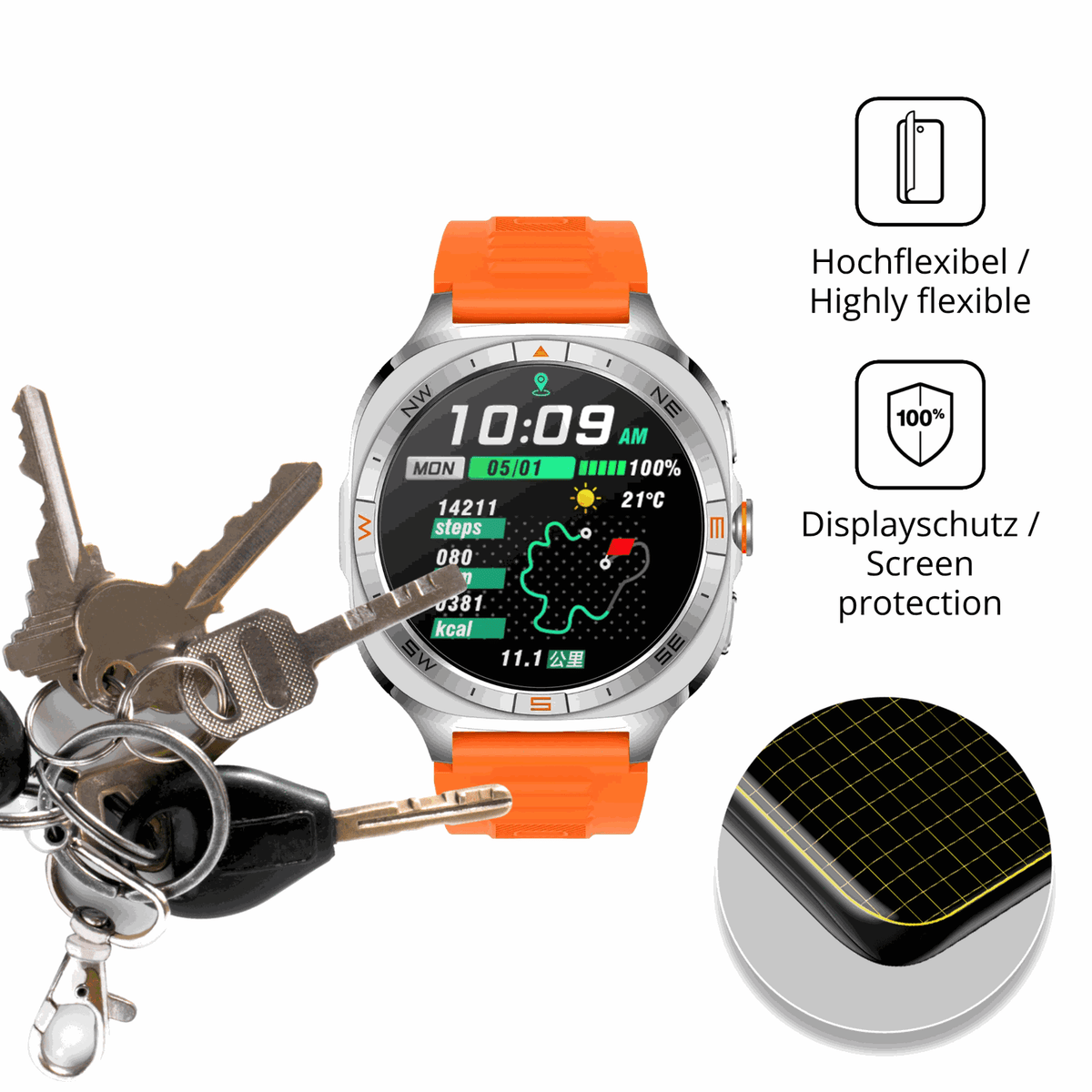 dipos Displayschutz für Rollme GT5S, transparente Oberfläche, geringe Dicke und perfekte Passform