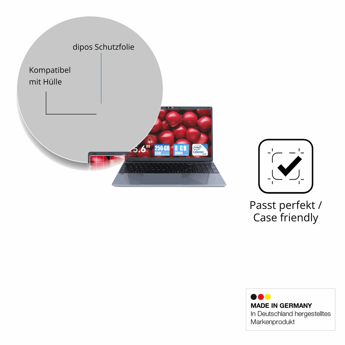 Schutzfolie mit optimaler Passform, zur Verwendung mit Hüllen geeignet