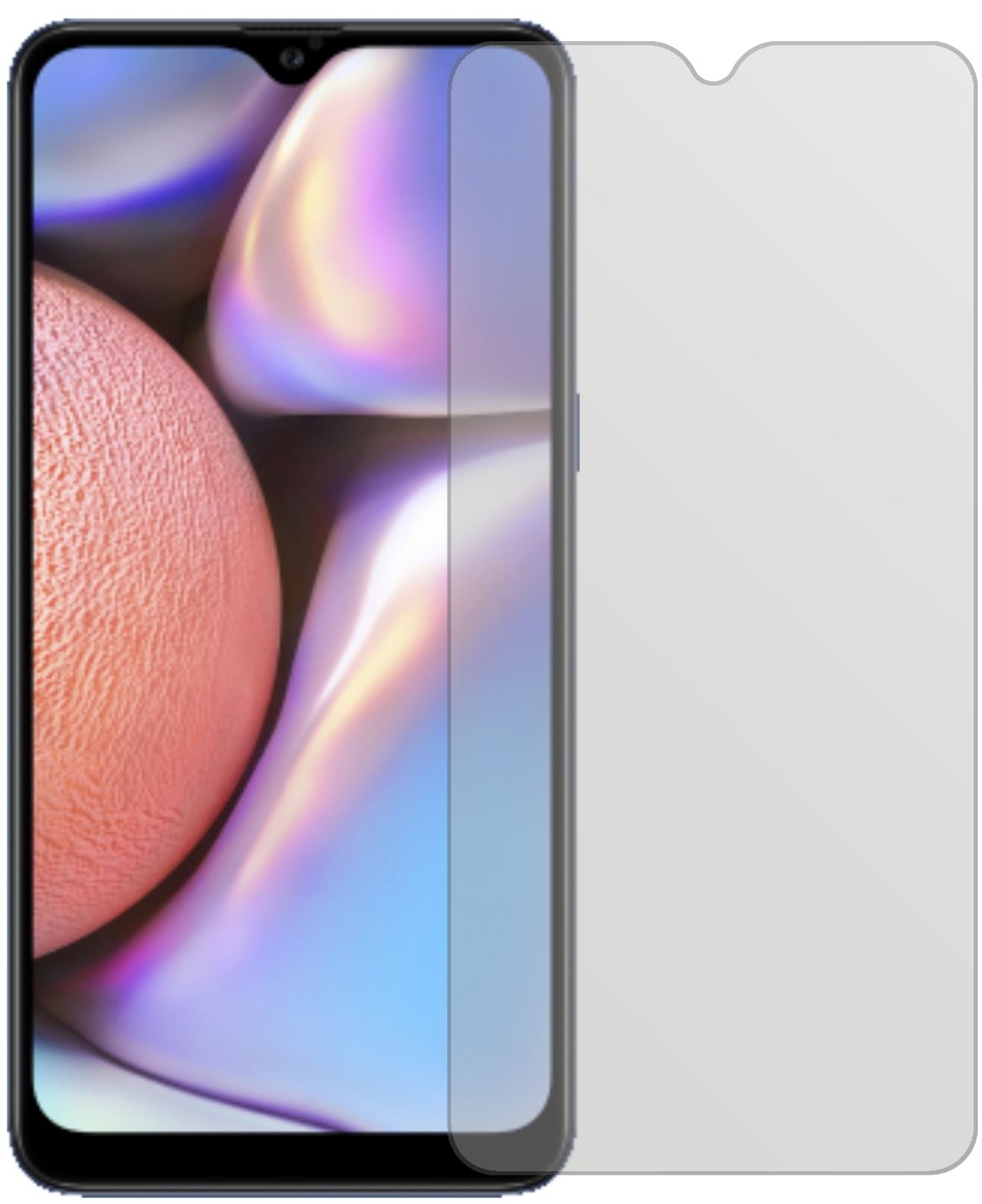 SamsungGalaxy A10s mit aufgebrachter dipos Displayschutzfolie, die lästige Fingerabdrücke minimiert