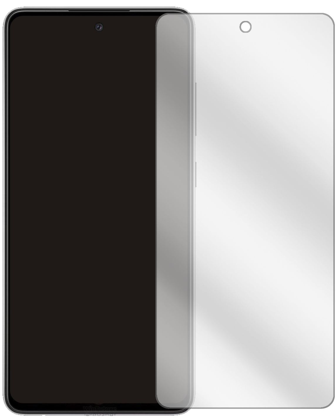SamsungGalaxy A52s 5G mit aufgebrachter dipos Displayschutzfolie, glasklare Darstellung ohne Einschränkungen
