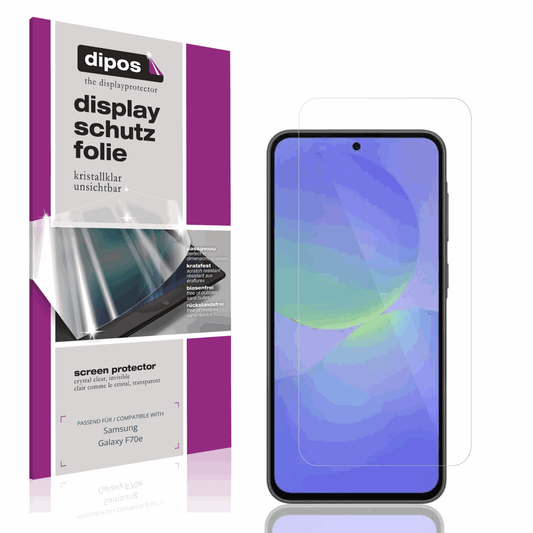 Klare Displayschutzfolie von dipos passend für Samsung Galaxy F70e, präziser Zuschnitt und blasenfrei montiert