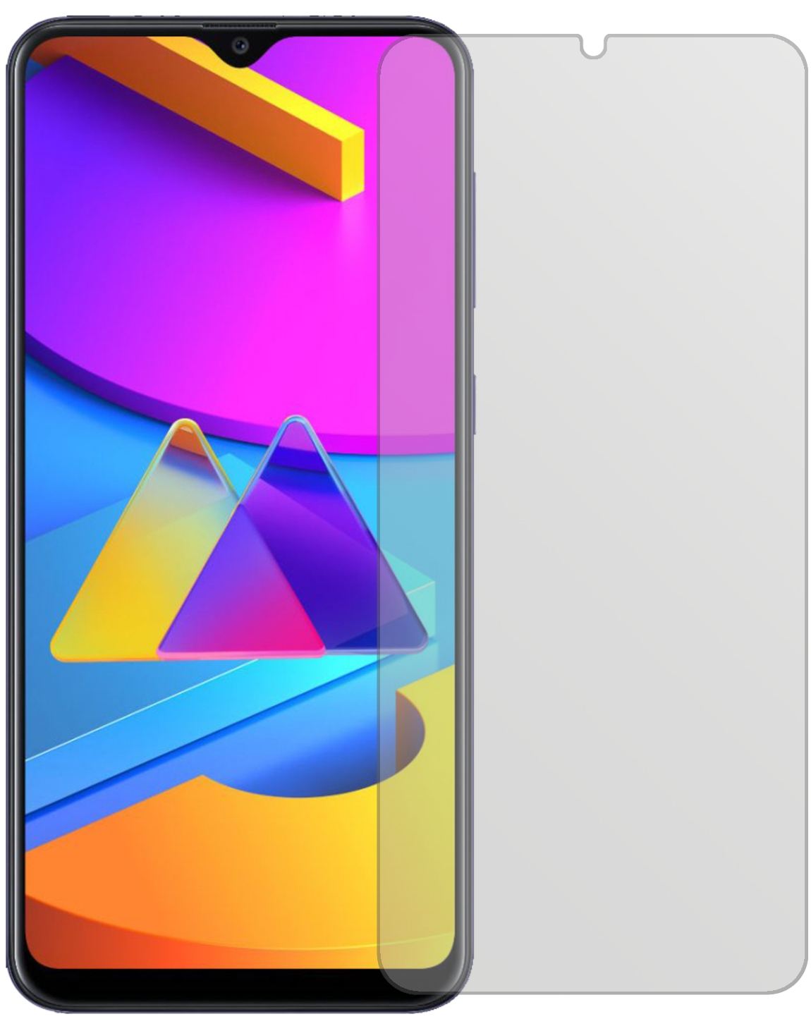 SamsungGalaxy M10s mit aufgebrachter dipos Displayschutzfolie, die lästige Fingerabdrücke minimiert