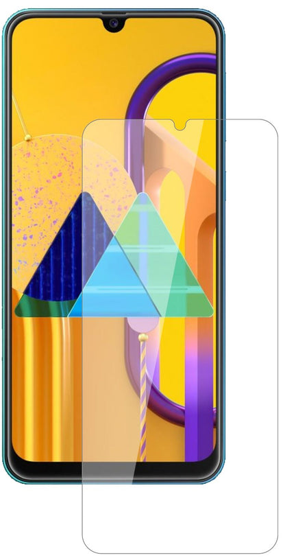 SamsungGalaxy M31s mit aufgebrachter dipos Flex Schutzfolie, glasklare Darstellung ohne Einschränkungen