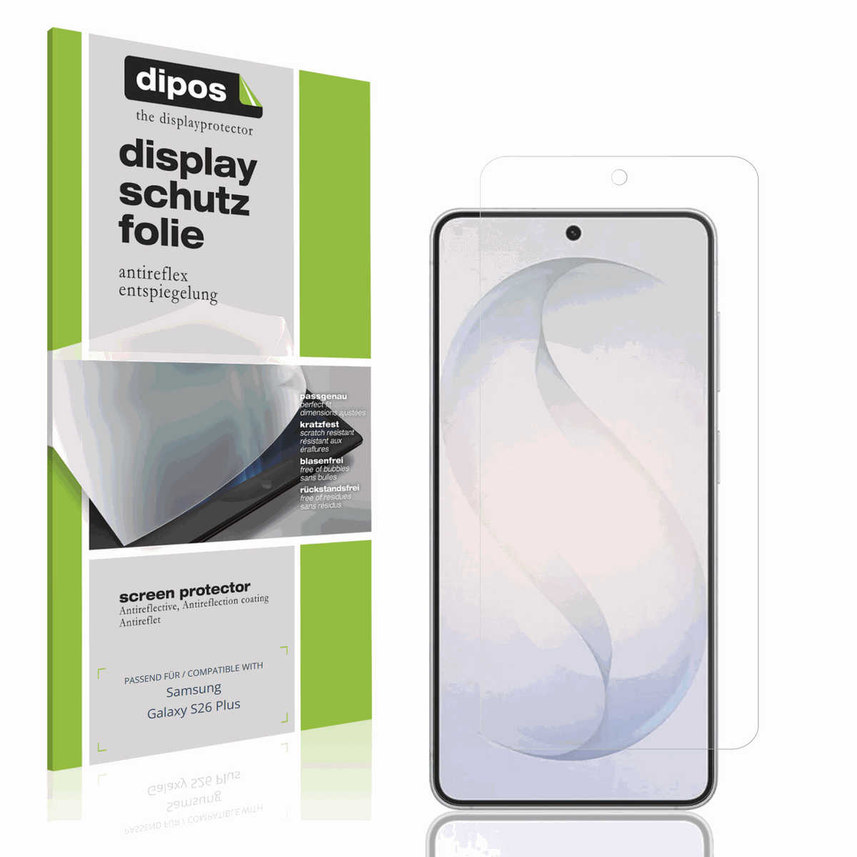 Matte Displayschutzfolie von dipos passend für Samsung Galaxy S26 Plus, präziser Zuschnitt und blasenfrei montiert
