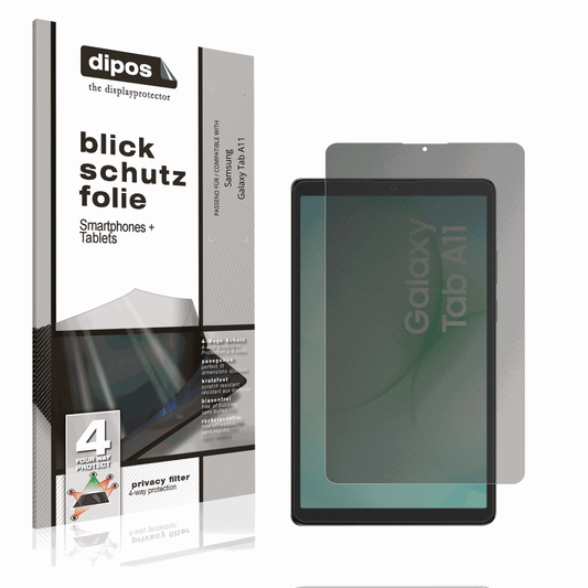 Blickschutzfolie von dipos passend für Samsung Galaxy Tab A11, präziser Zuschnitt und blasenfrei montiert