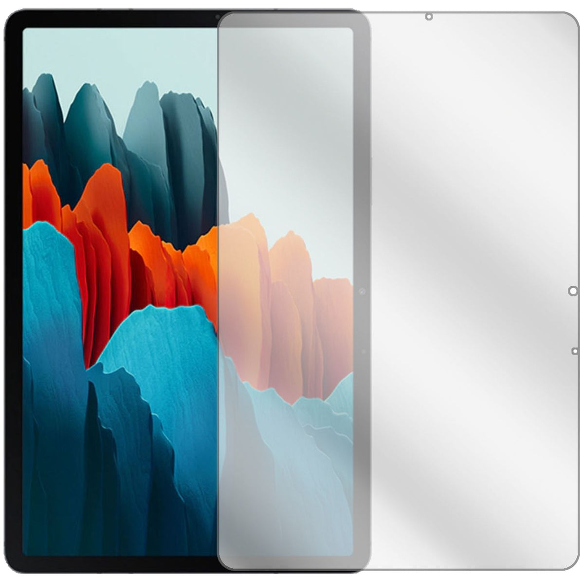 SamsungGalaxy Tab S7 Plus Wi-Fi mit aufgebrachter dipos Displayschutzfolie, glasklare Darstellung ohne Einschränkungen