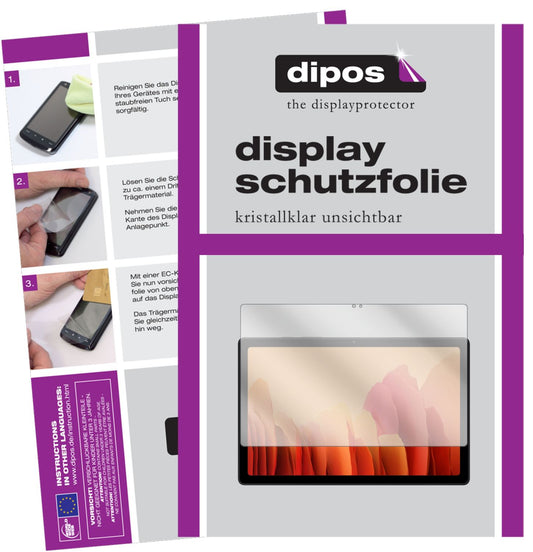 Klare Displayschutzfolie von dipos passend für Samsung Galaxy Tab A7 10.4 Zoll (2020), präziser Zuschnitt und blasenfrei montiert