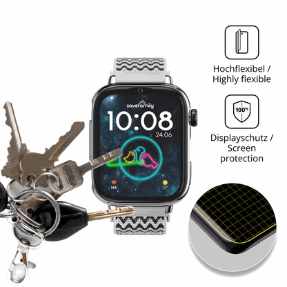 dipos Displayschutz für SaveFamily SaveWatch Plus 2, transparente Oberfläche, perfekte Passform auch für die Rundungen