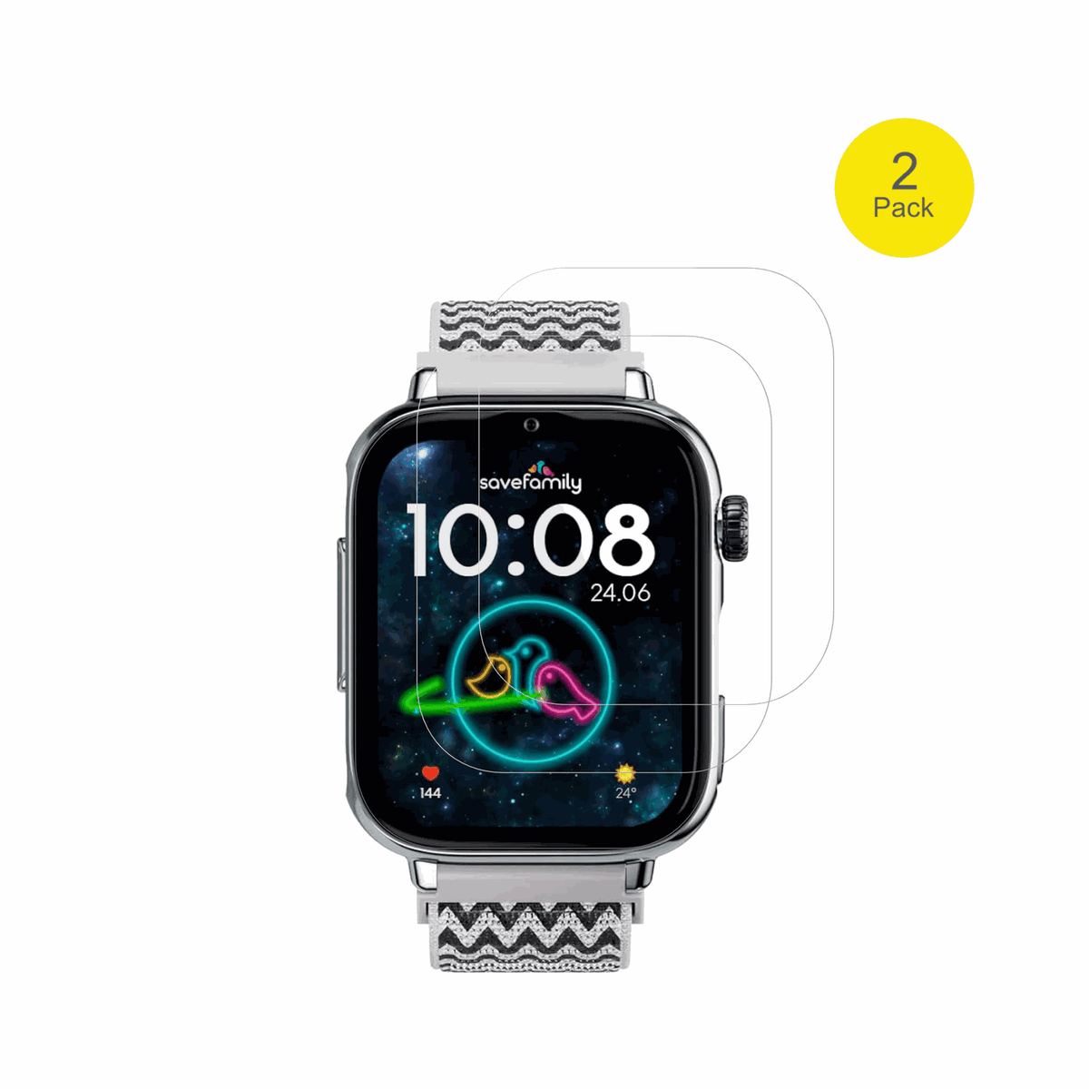 SaveFamilySaveWatch Plus 2 mit aufgebrachter dipos Displayschutzfolie, glasklare Darstellung ohne Einschränkungen