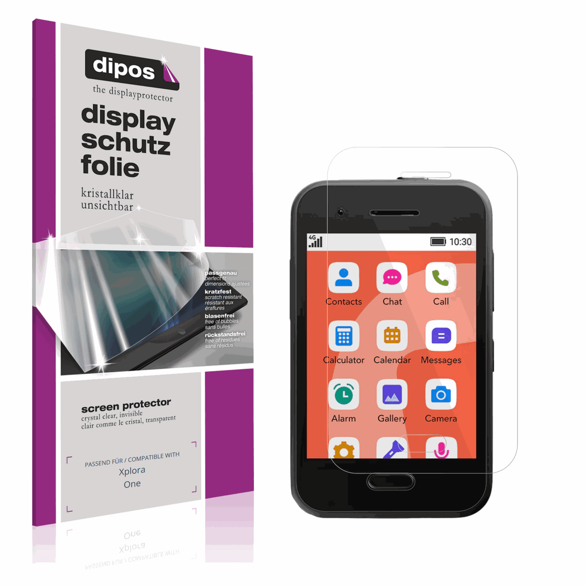 Klare Displayschutzfolie von dipos passend für Xplora One, präziser Zuschnitt und blasenfrei montiert